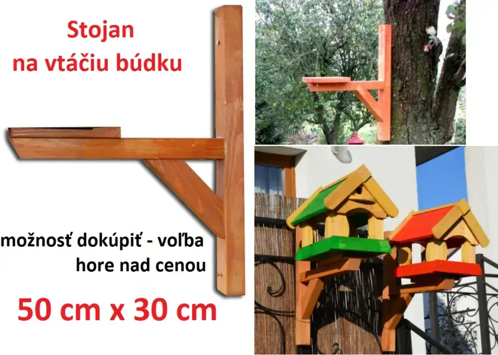 MKSTOR Drevené kŕmitko pre vtáky 32cmx30cmx28cm, vtáčia búdka, hnedá