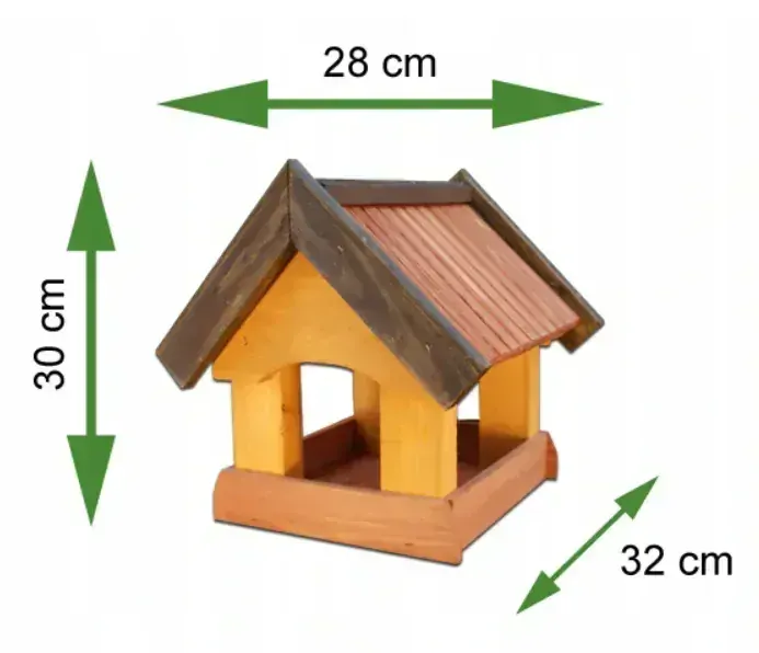 MKSTOR Drevené kŕmitko pre vtáky 32cmx30cmx28cm, vtáčia búdka, hnedá