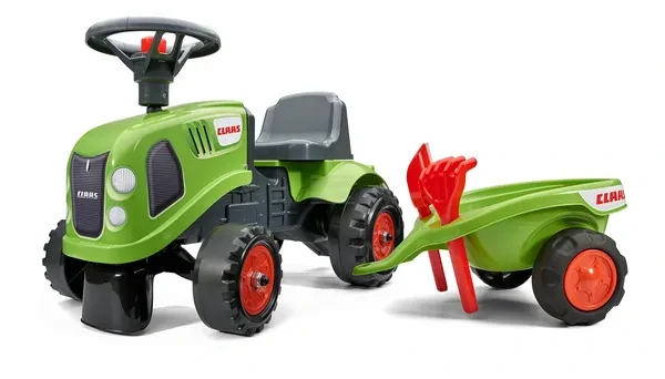 Falk, Detské odrážadlo traktor Claas s vlečkou, hrabličkami a lopatkou