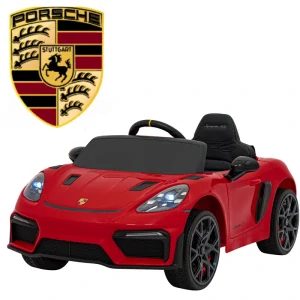 JOKO Elektrické autíčko Porsche Spyder RS 718, Kožené sedadlo, penové kolesá, FM rádio, Lakované, červené