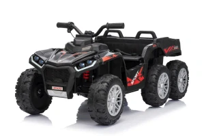 JOKO Elektrická Štvorkolka TX ATV 4x4, 6 kolesové, penové kolesá, kožené sedadlo, Lopatka, nosnosť 40kg, čierne