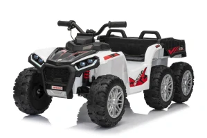 JOKO Elektrická Štvorkolka TX ATV 4x4, 6 kolesové, penové kolesá, kožené sedadlo, Lopatka, nosnosť 40kg, biela
