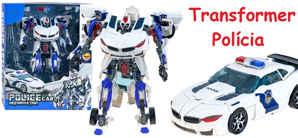 JOKO Transformer Auto-Robot Policia, biely