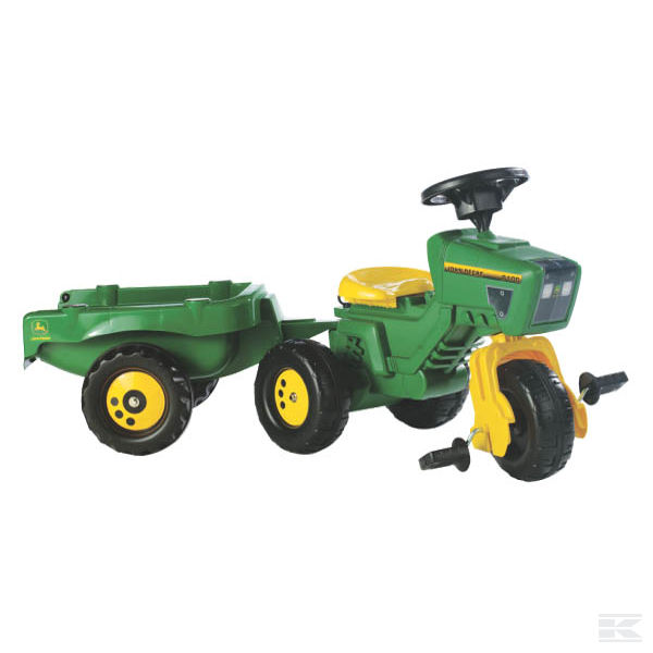 Rolly Toys John Deere trojkolka so zvukovým volantom a prívesom