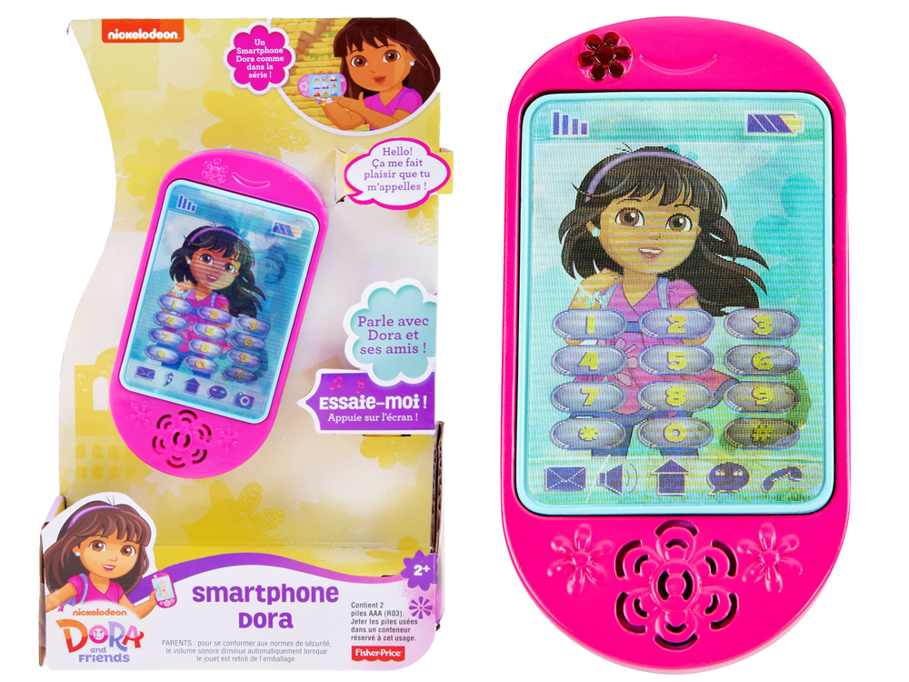 Fisher Price Detský mobil, smarfón Dora na batérie, ružový