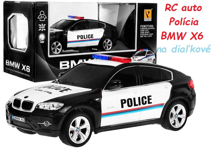 JOKO RC auto Polícia BMW X6 na diaľkové ovládanie 25cm, čierne
