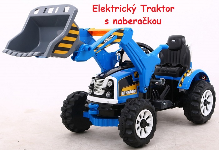 JOKO Elektrický traktor Excavator s naberačkou, modrý