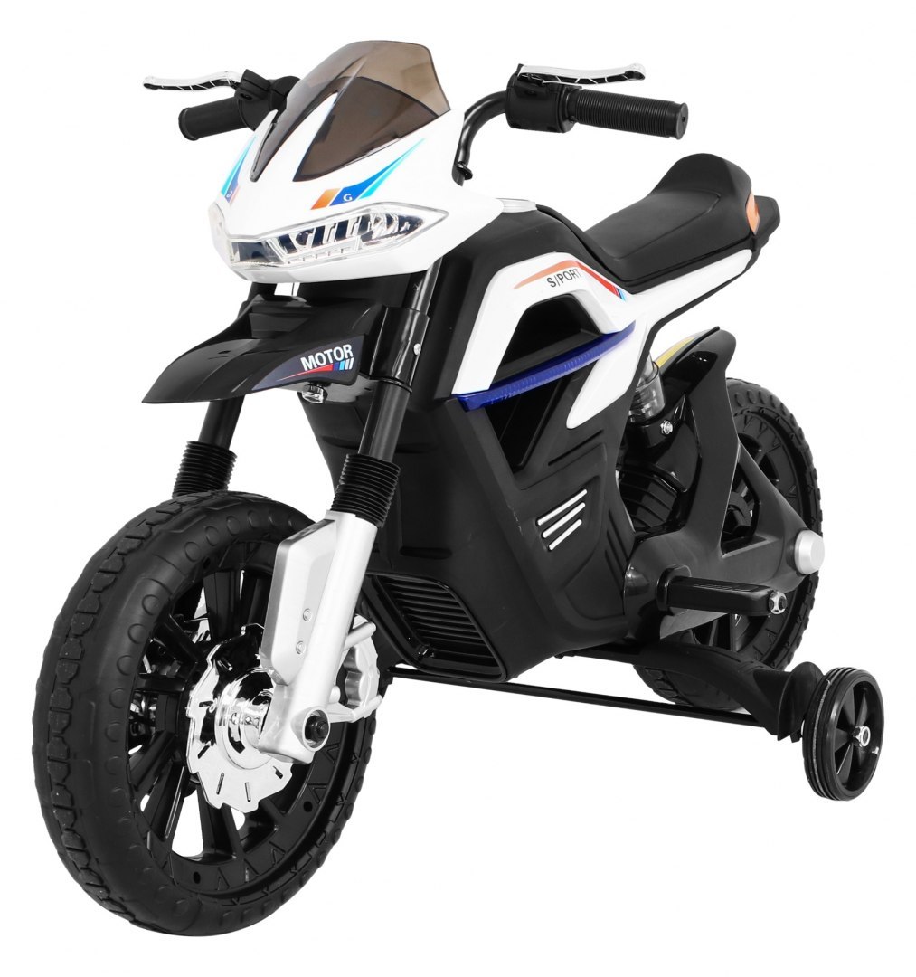 JOKO Elektrická motorka Night Rider, odpružená 103cm, USB, MP3, biela