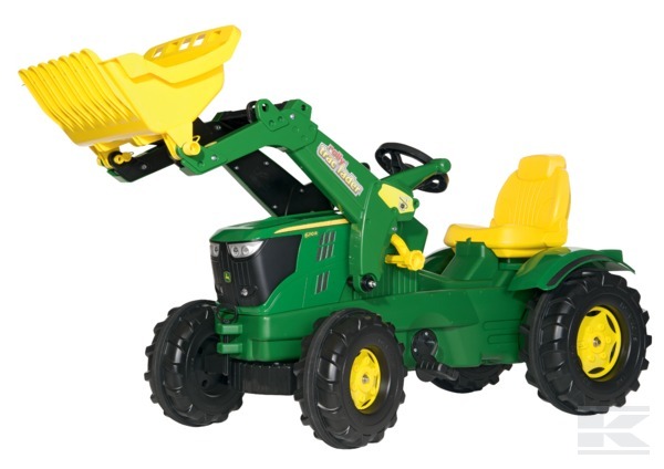 Rolly Toys, Šľapací traktor John Deere 6210R + predný nakladač, plastové kolesá, od 3 do 8 rokov