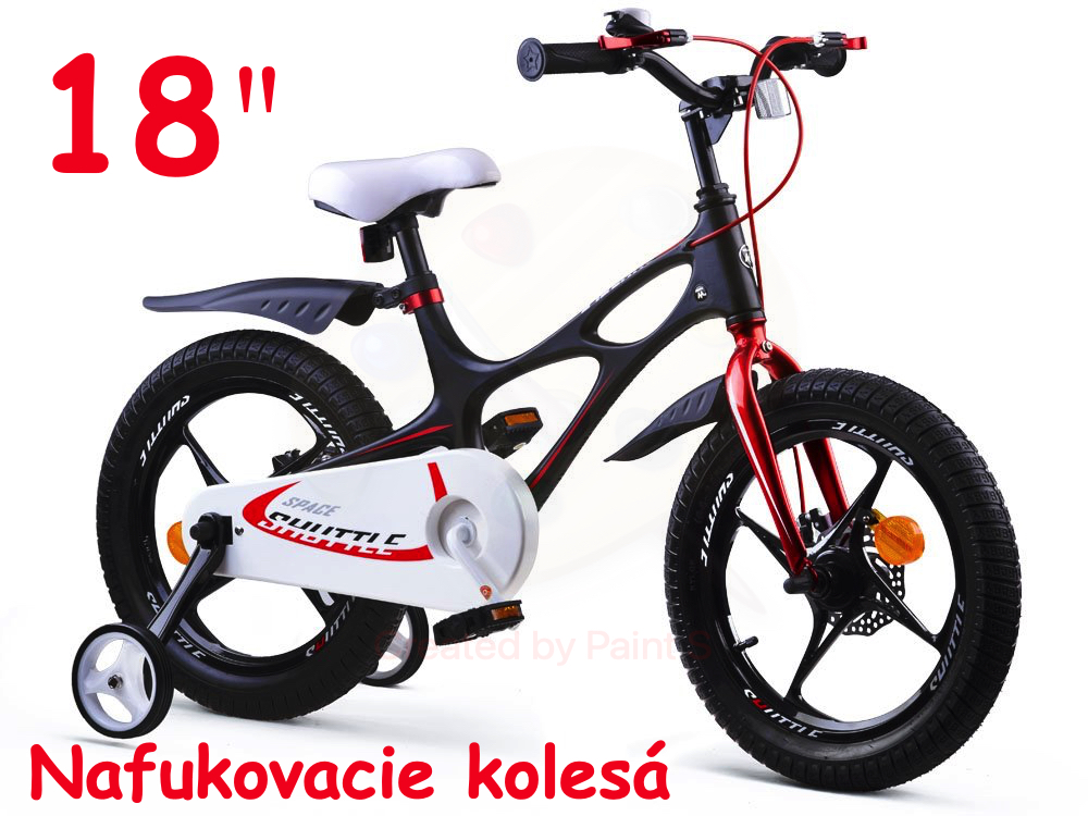Royal Baby Detský bicykel SPACE SHUTTLE 18" s nafukovacími kolesami + pomocné kolieska, RB18-22, čierny