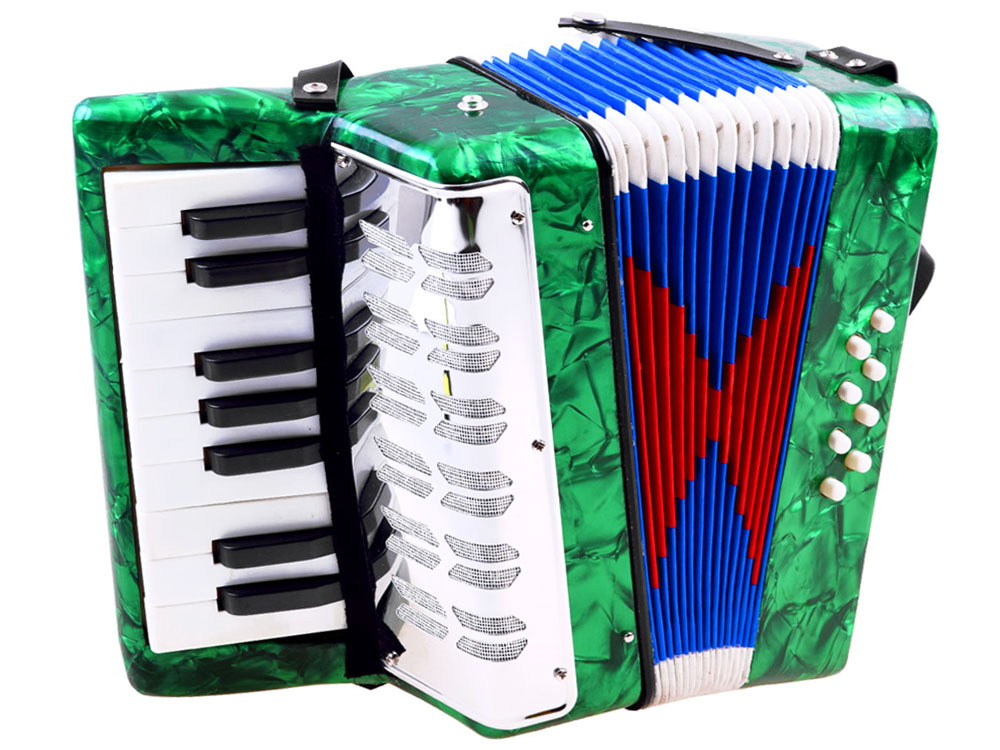 JOKO Veľký detský akordeón, harmonika pre deti 23cm x 23cm, zelený