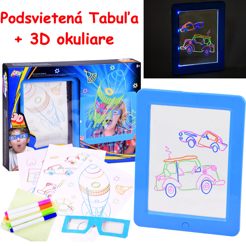 JOKO Podsvietená tabuľa s Neónovými fixami + 3D okuliare