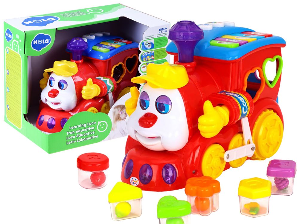 Hola Toys Interaktívny Vláčik so svetlom a zvukom + Klavír + vkladačka + jazdí sám
