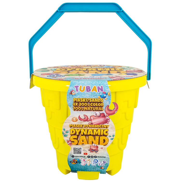 TUBAN Kineticky piesok 1,5kg + 4 formičky, Tuban Dynamic sand - Plážový set s vedrom