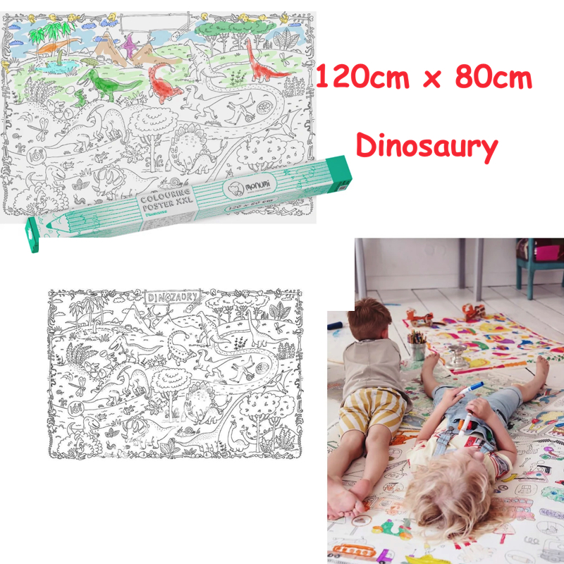 MONUMI Veľká XXL Omaľovánka Dinosaury, podlahová 120 cm x 80 cm