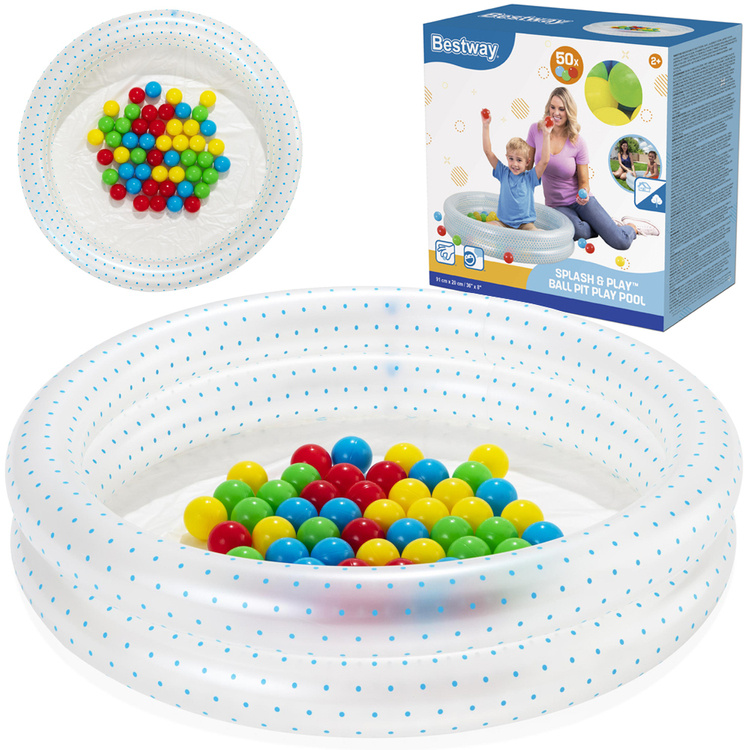 Bestway 51141 Detský Nafukovací Bazén priemer 91 cm + Loptičky 50ks, modrý