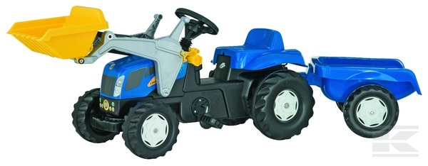 Rolly Toys Šľapací traktor New Holland T 7550 + čelný nakladač + vlečka
