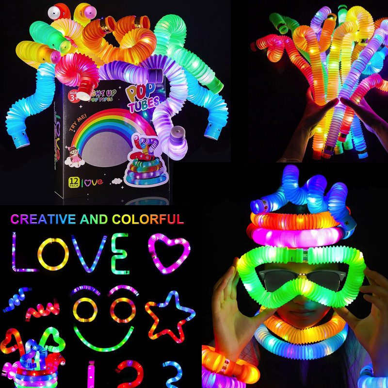 JOKO Sada Veľké Svetelné trubice POP TUBE senzorické trubice TUBA LED 65cm 12ks
