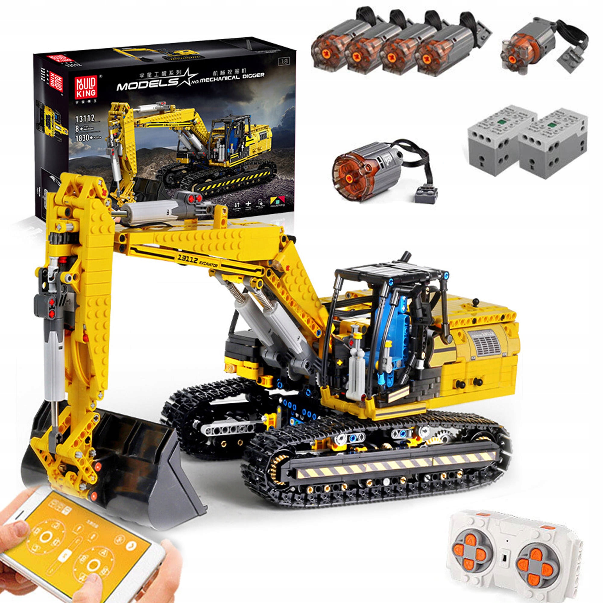 Mould King Technická stavebnica RC Bager na diaľkové ovládanie 1860ks Dual Mode Code