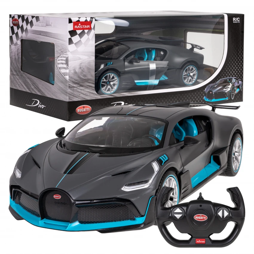 Rastar RC Auto Bugatti Divo 1:14 na diaľkové ovládanie + LED svetlo, sivé