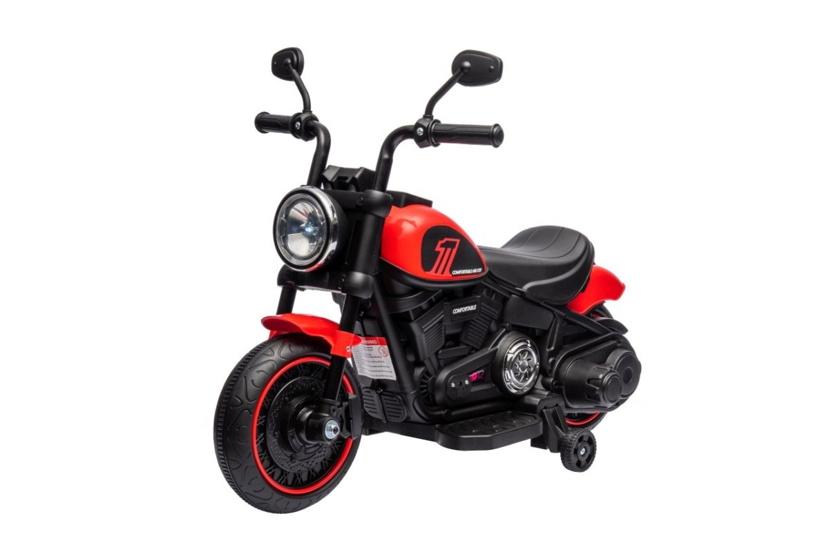 JOKO Elektrická Motorka Chopper FASTER, FM rádio, červená