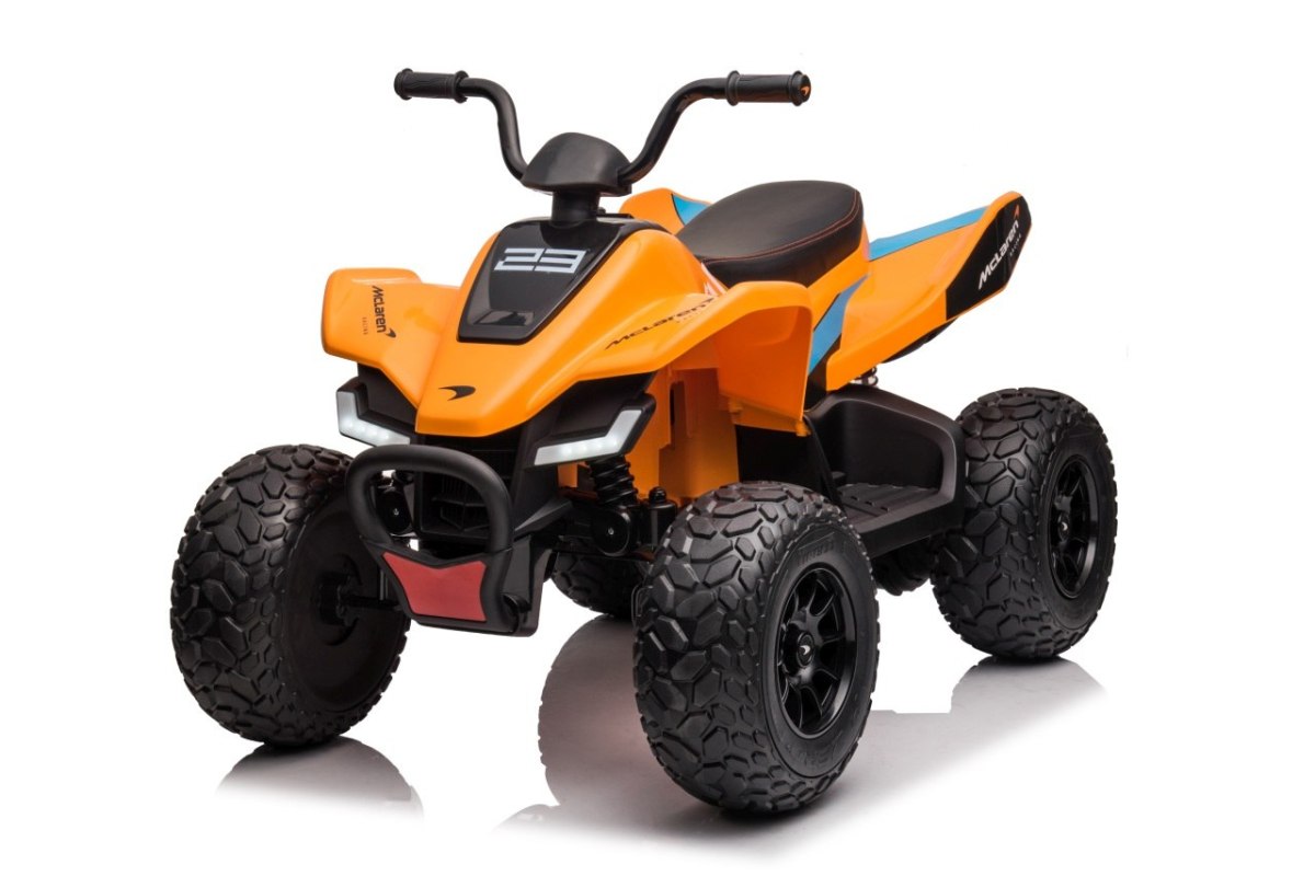 JOKO Elektrická Štvorkolka Mclaren Racing MCL 35 4x4, diaľkové ovládanie, penové kolesá, kožené sedadlo, oranžová