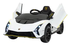 JOKO Elektrické autíčko Lamborghini Invencible 4x4, penové kolesá, kožené sedadlo, biele