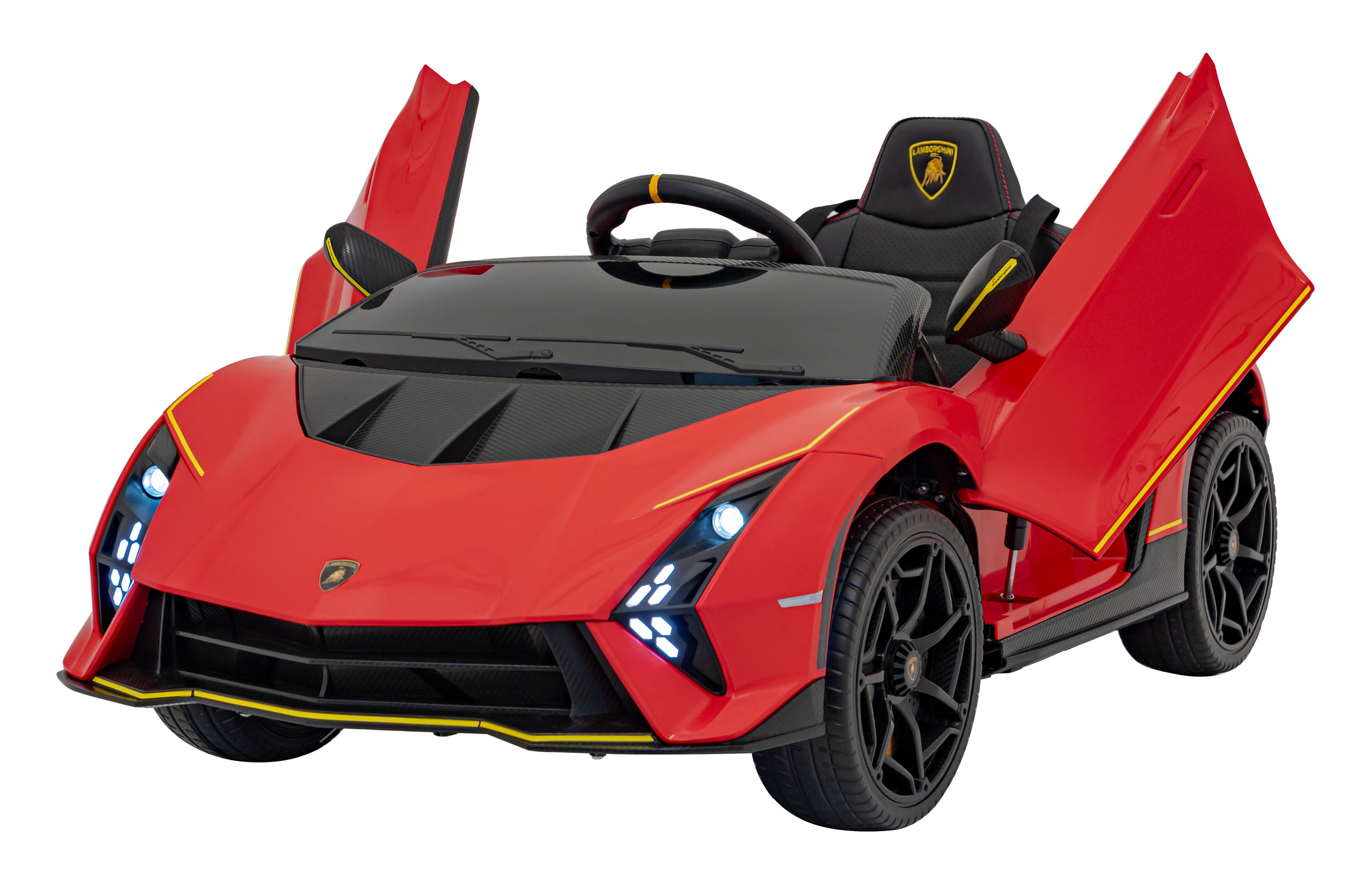 JOKO Elektrické autíčko Lamborghini Invencible 4x4, penové kolesá, kožené sedadlo, červené