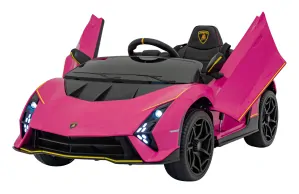 JOKO Elektrické autíčko Lamborghini Invencible 4x4, penové kolesá, kožené sedadlo, ružové