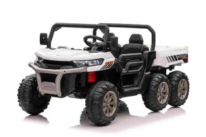 JOKO Elektrické autíčko s Elektricky vyklápacou vlečkou Pick-Up Speed 900, EFEKT Hojdania, kožené sedadlo, 6 kolies, penové kolesá, nosnosť 50kg, biele