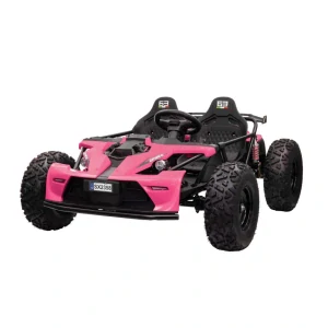 JOKO Veľké Elektrické Autíčko GENERAL 63 800W, nosnosť 150kg, Ručná Brzda, Dvojmiestne, Nafukovacie Kolesá, FM rádio, 4 batérie, ružové
