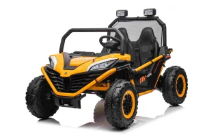 JOKO Elektrické autíčko Buggy FASTER 2x150W, DVOJMIESTNE kožené sedadlo, nosnosť 60kg, penové kolesá, FM rádio, žlté