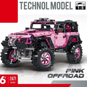 JOKO Technická Stavebnica Auto Jeep Off-road Pink 2471ks s Medvedíkom, ružové