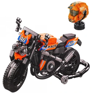 JOKO Technická Stavebnica Motorka s Prilbou 403ks, oranžová