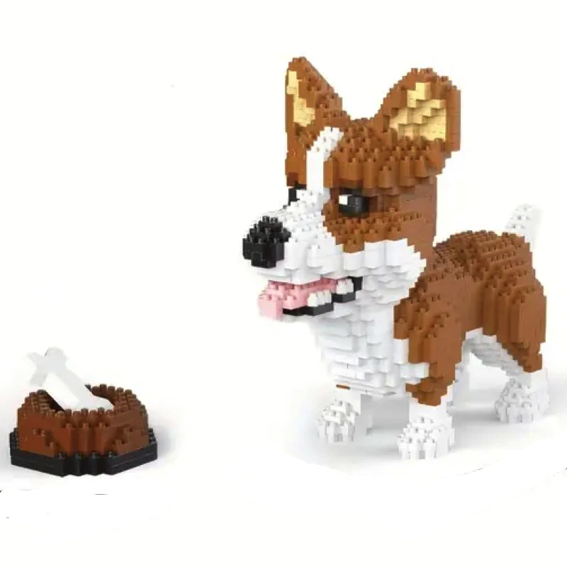 Doggy Technická Stavebnica 3D Pes Welsh Corgi 1200ks + Miska s kostičkou