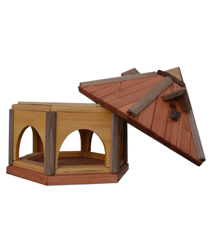 MKSTOR Drevené kŕmitko pre vtáky 62x52x45cm, vtáčia búdka