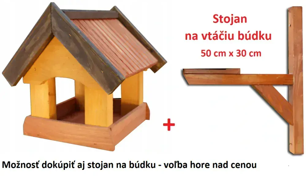 MKSTOR Drevené kŕmitko pre vtáky 32cmx30cmx28cm, vtáčia búdka, tik