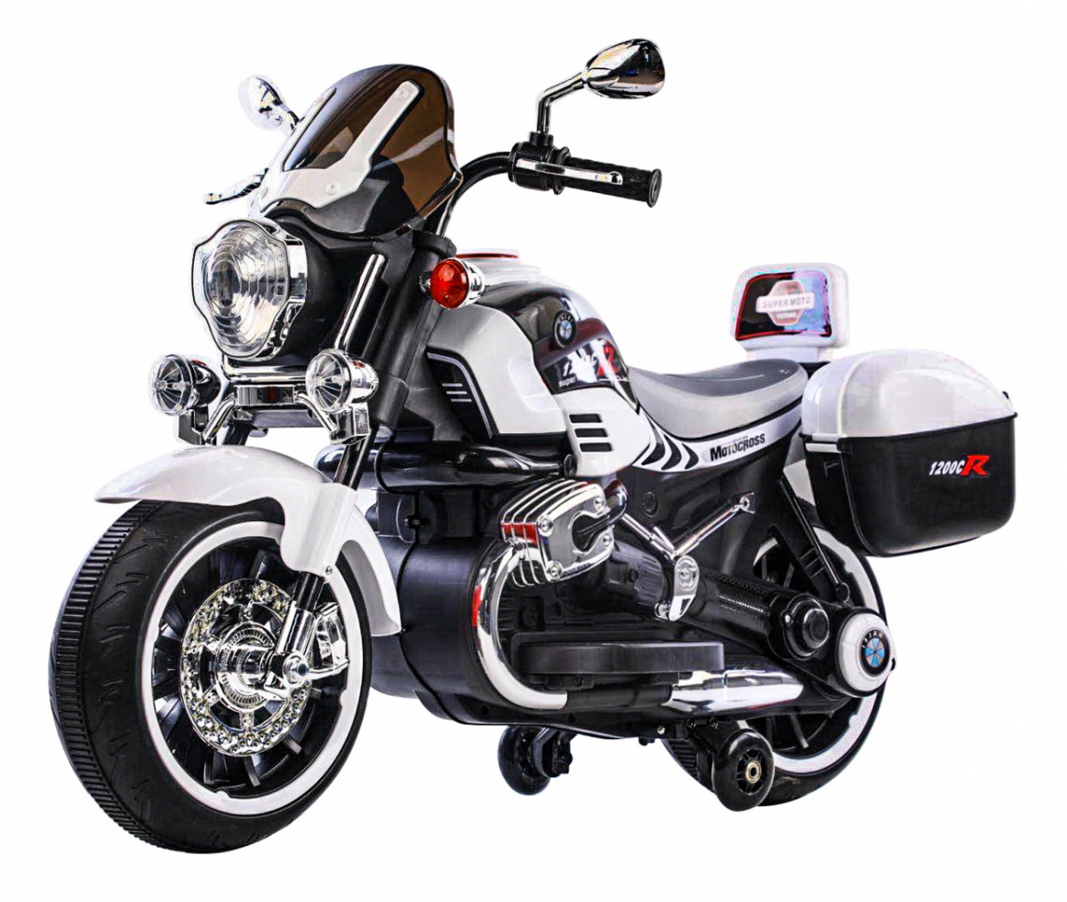 JOKO Elektrická Motorka 1200CR, penové kolesá, kožené sedadlo, 109cm, biela