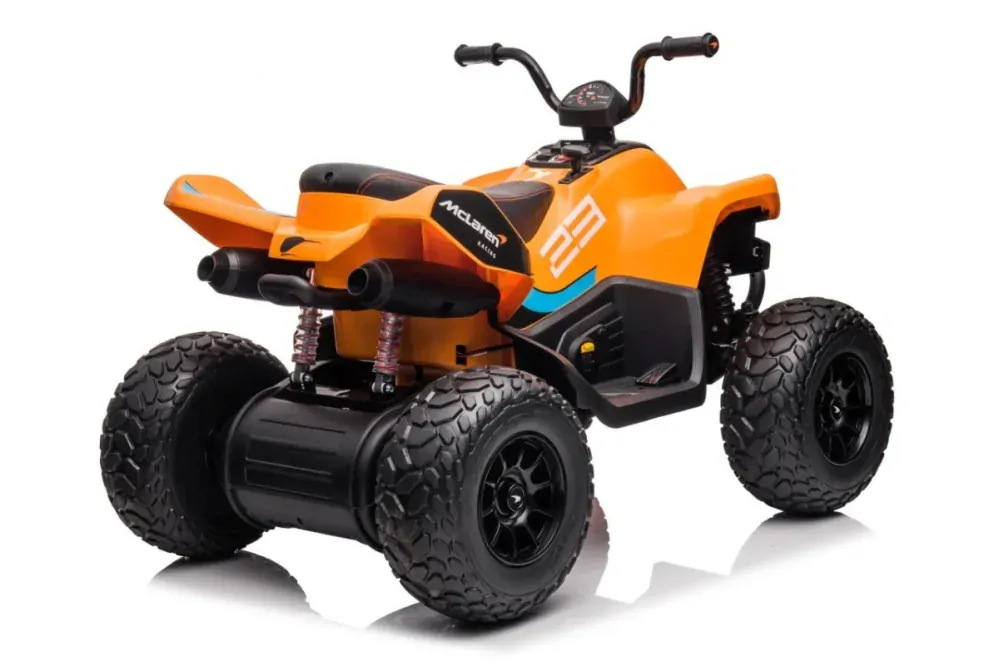 JOKO Elektrická Štvorkolka Mclaren Racing MCL 35 4x4, diaľkové ovládanie, penové kolesá, kožené sedadlo, oranžová