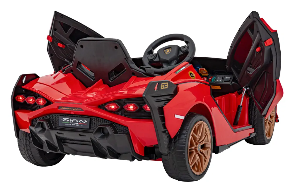 JOKO Elektrické Autíčko Lamborghini Sian 4x4, penové kolesá, kožené sedadlo, červené