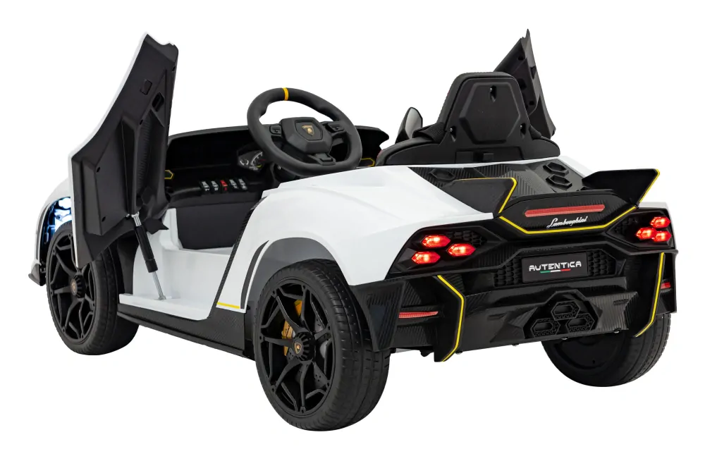 JOKO Elektrické autíčko Lamborghini Invencible 4x4, penové kolesá, kožené sedadlo, biele