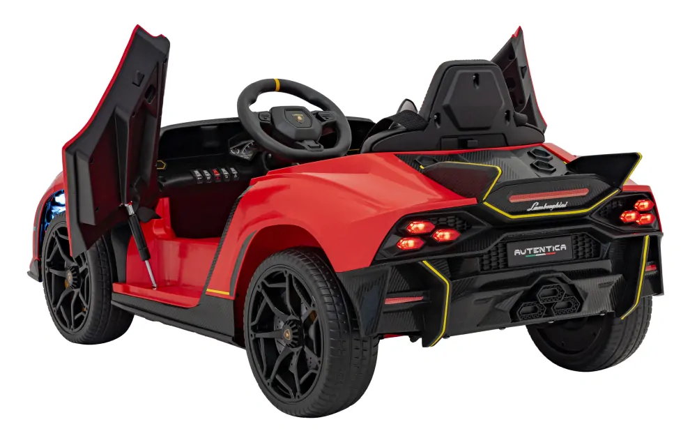 JOKO Elektrické autíčko Lamborghini Invencible 4x4, penové kolesá, kožené sedadlo, červené