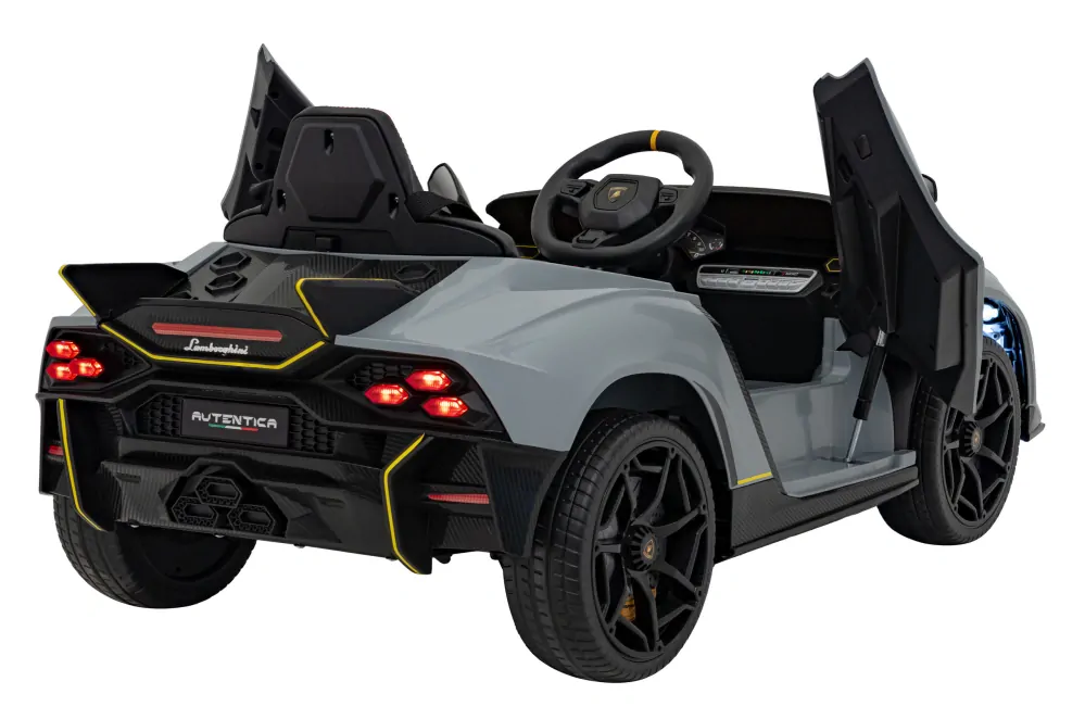 JOKO Elektrické autíčko Lamborghini Invencible 4x4, penové kolesá, kožené sedadlo, sivé