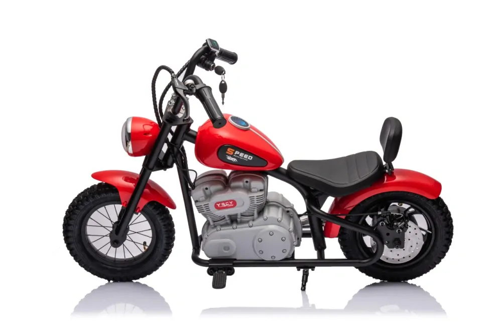 JOKO Elektrická Motorka SPEED Power 24V 250W, Bezkomutátorový Motor, rýchlosť 15,5 km/h, nosnosť 80kg, nafukovacie kolesá, červená