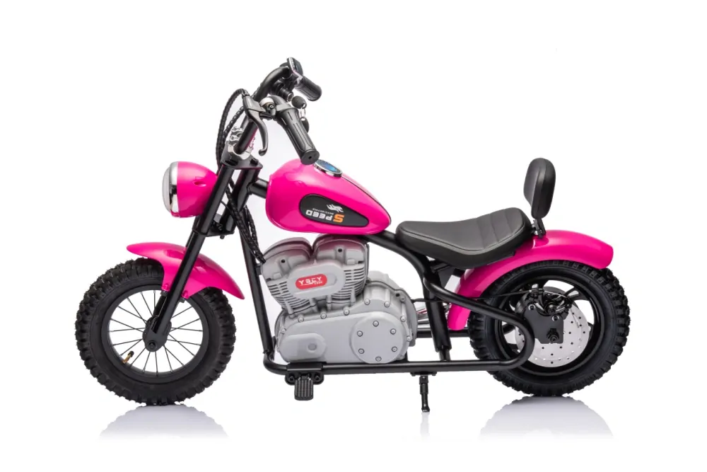JOKO Elektrická Motorka SPEED Power 24V 250W, Bezkomutátorový Motor, rýchlosť 15,5 km/h, nosnosť 80kg, nafukovacie kolesá, ružová