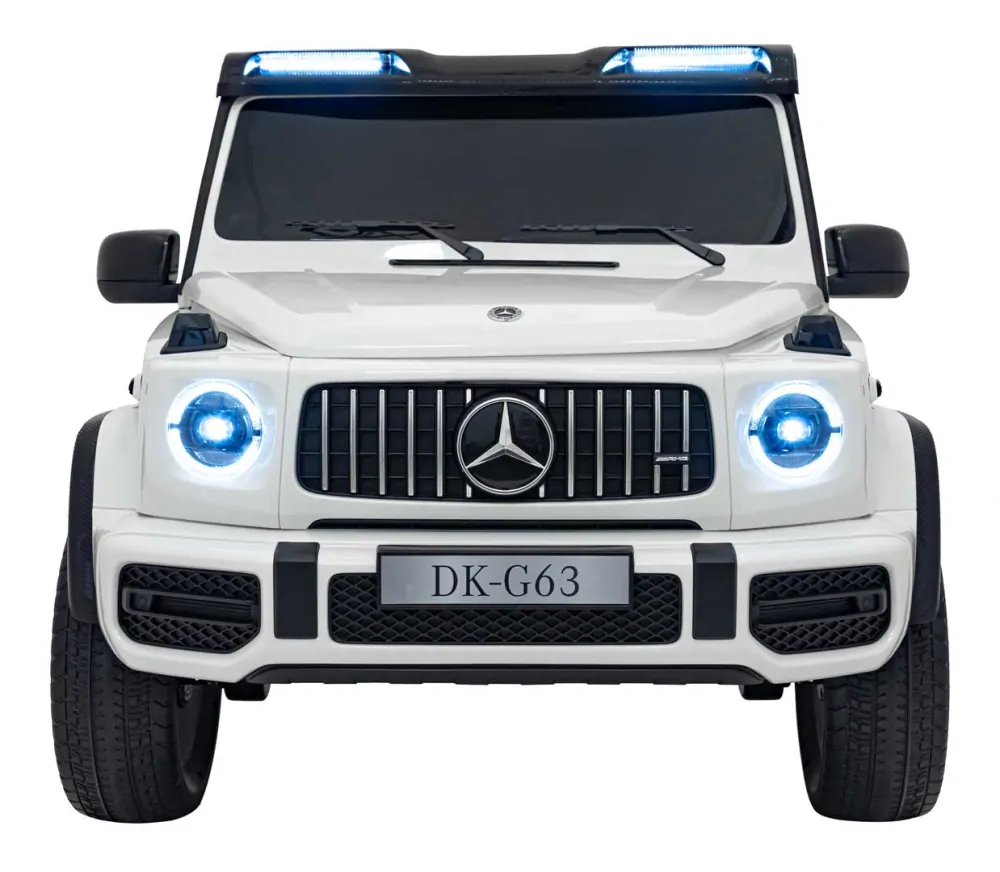 JOKO Elektrické autíčko Mercedes Benz G63 AMG XXL 4x200W 24V, penové kolesá, DVOJMIESTNE kožené sedadlo, Nosnosť 80kg, biele