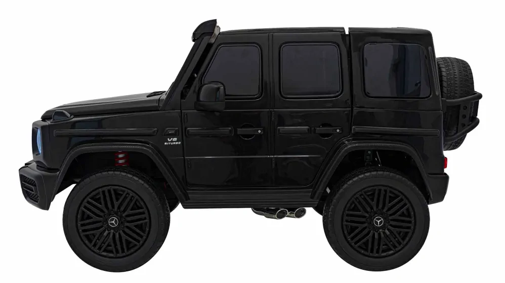 JOKO Elektrické autíčko Mercedes Benz G63 AMG XXL 4x200W 24V, penové kolesá, DVOJMIESTNE kožené sedadlo, Nosnosť 80kg, čierne