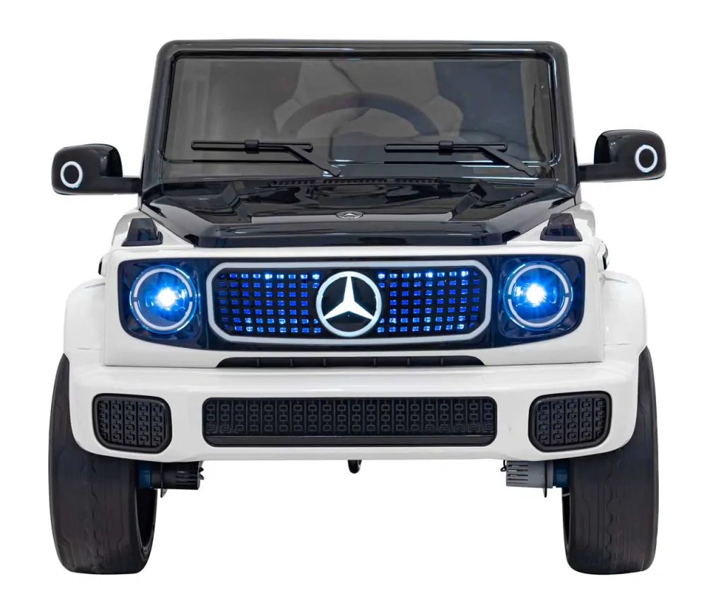 JOKO Elektrické Autíčko Mercedes Benz EQG 4x4, penové kolesá, kožené sedadlo, Prídavné LED svetlá, biele