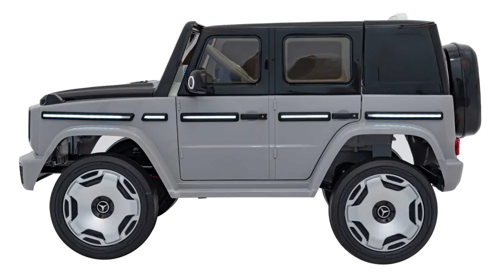 JOKO Elektrické Autíčko Mercedes Benz EQG 4x4, penové kolesá, kožené sedadlo, Prídavné LED svetlá, sivé