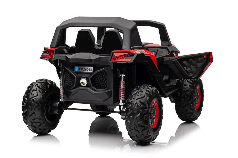 JOKO Elektrické autíčko Buggy UTV-MX 2000N 4x75W s LED Svetlom nad Sedadlom, Dvojmiestne kožené sedadlo, penové kolesá, nosnosť 50 kg, červené